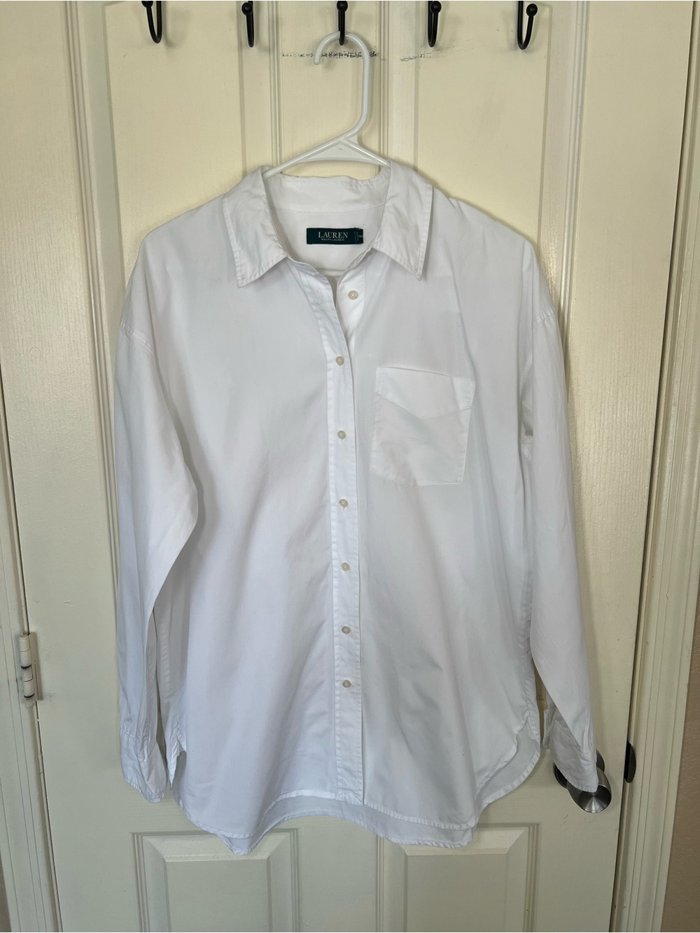 Lauren Ralph Lauren White Cotton Button Down Shirt Large